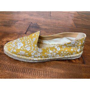 Castaner White & Mustard Yellow Floral Print Hemp Sole Flats, Size 38 (Eur)